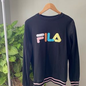FILA Black Long Sleeve Sweatshirt With Colorful Letter Print